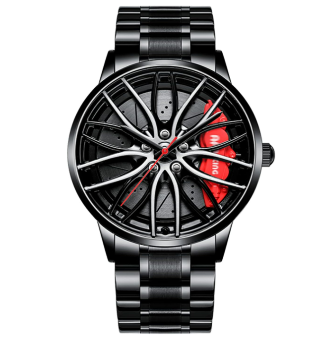 Men's Creative 3D Car Wheel Rotating Wrist Watch