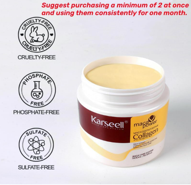 Original Karseell Collagen Hair Treatment Deep Repair Conditioning Argan Oil Collagen Hair Mask Essence for Dry Damaged Hair All Hair Types 16.90 oz 500ml