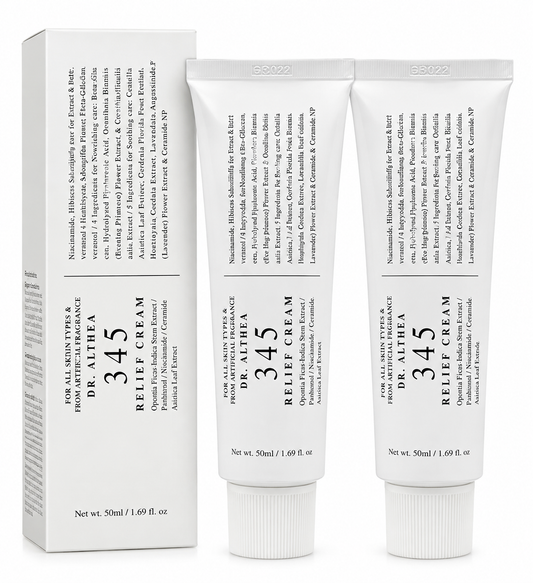 Dr. Althea 345 Relief Cream 50ml  2 Pack (50ml x 2) and 1 Pack (50ml x 1).
