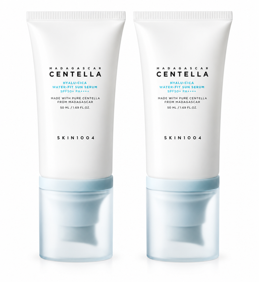 Skin1004 Madagascar Centella Hyalu-Cica Water-Fit Sun Serum SPF50+ - 50ml.  2 Pack (50ml x 2) and 1 Pack (50ml x 1).