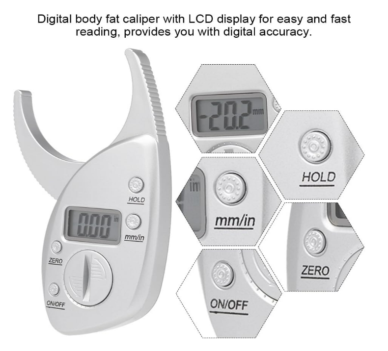 Digital Body Fat Caliper Skinfold Caliper LCD Display Analyzer Tape Measure Pack Slimming Scales Loss Weight Anti-slip Handle